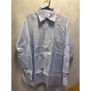Ben Silver Charleston Fine Shirtings Mens  Shirt Blue Gingham Plaid Sz 7.5 35